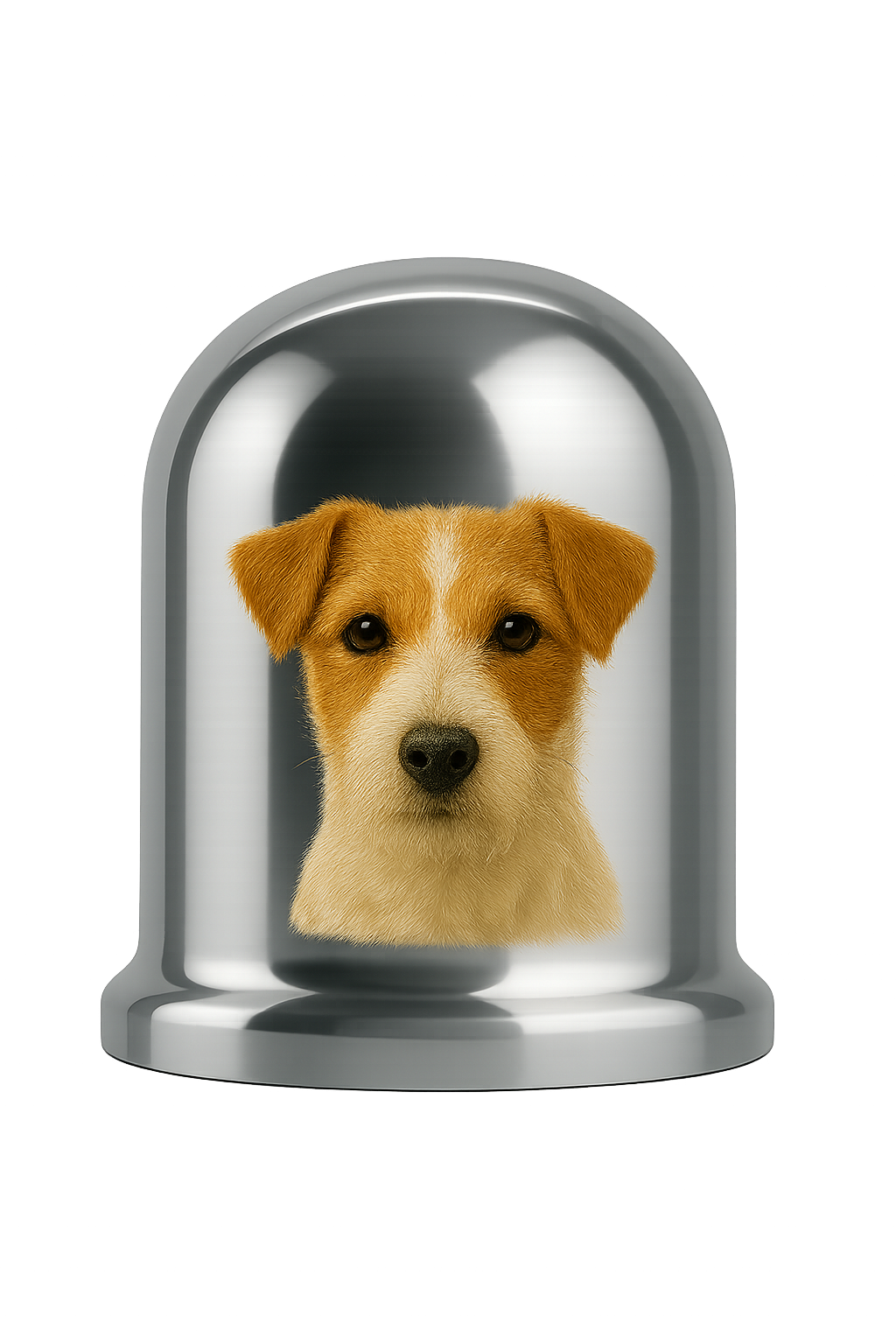 Fuzzy Jack Russell Chrome Tow Ball Cover - 50mm