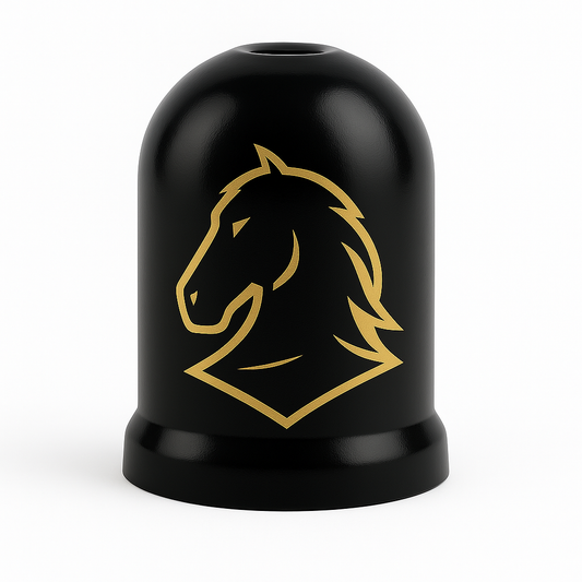Horse Head Tow Ball Cover – Gold on Black 50mm